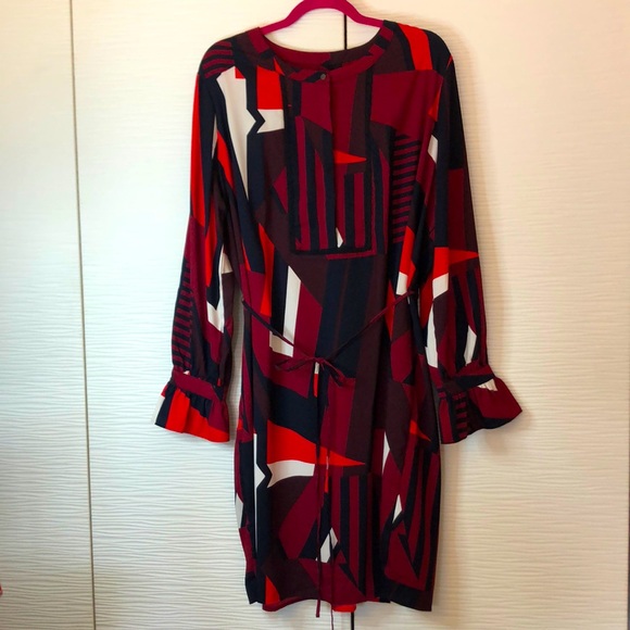 NWT LOFT geometric print long sleeve dress. Size XXL. - Picture 1 of 11